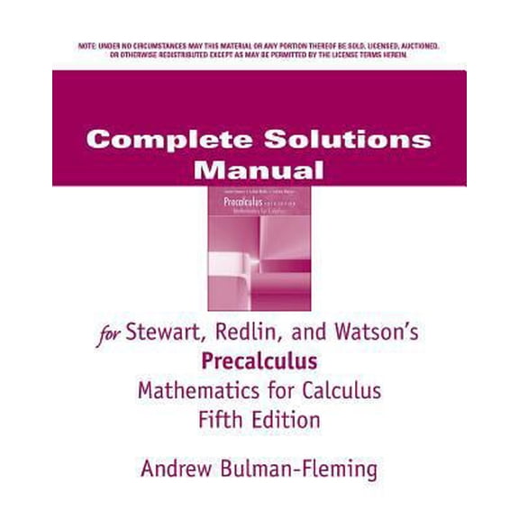 Pre-Owned Complete Solutions Manual for Stewart, Redlin, and Watson's Precalculus Mathematics for Calculus, 5th Edition (Paperback) 0534493165 9780534493165