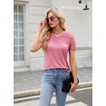 thumbnail image 6 of Womens Summer Tops Spring Shirts Trendy Vacation Outfits Short Sleeve Business Tshirts Fashion Casual Blouses Pink M, 6 of 8