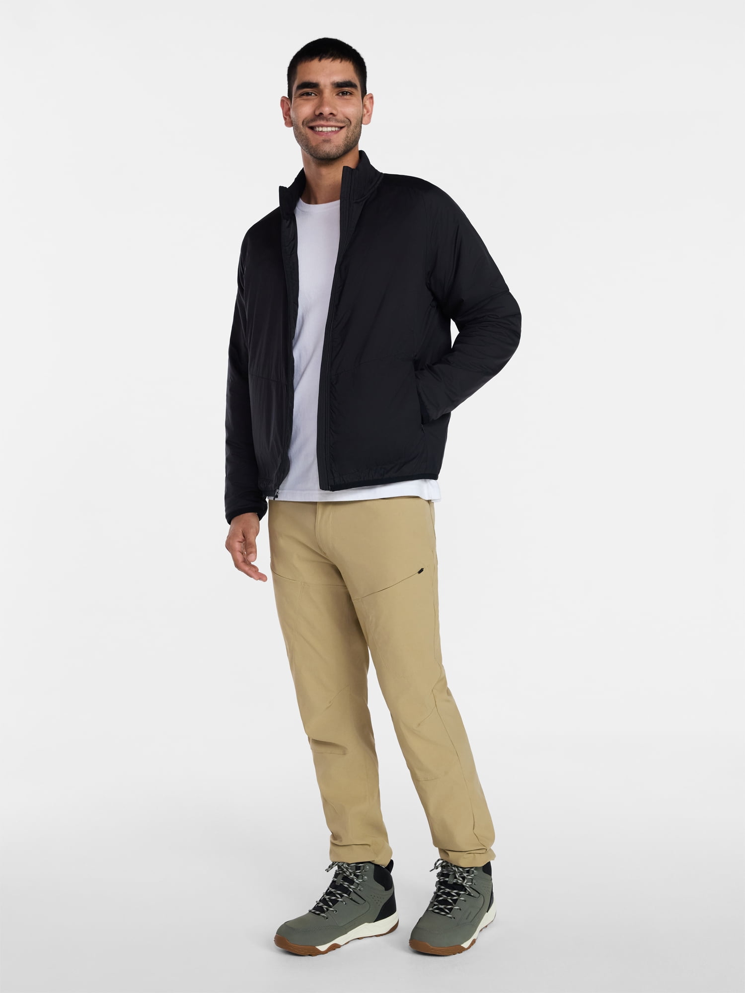 Ozark Trail Men's and Big Men's Light Insulated Nylon Zip Jacket, Sizes S-3XL