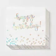 30ct Lunch Napkins 'Happy Birthday' Iridescent
