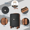 thumbnail image 5 of Travelhouse 3-Piece Hardside Spinner Carry on Luggage Set with TSA Lock and Travel Bag, Black, 5 of 10
