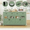 thumbnail image 3 of Homfa Farmhouse 55.1"W Kitchen Buffet Cabinet with Storage Drawer & Adjustable Shelf, Glass Door Wood Sideboard Credenza Coffee Bar with for Dining Room Living Room, Green, 3 of 7