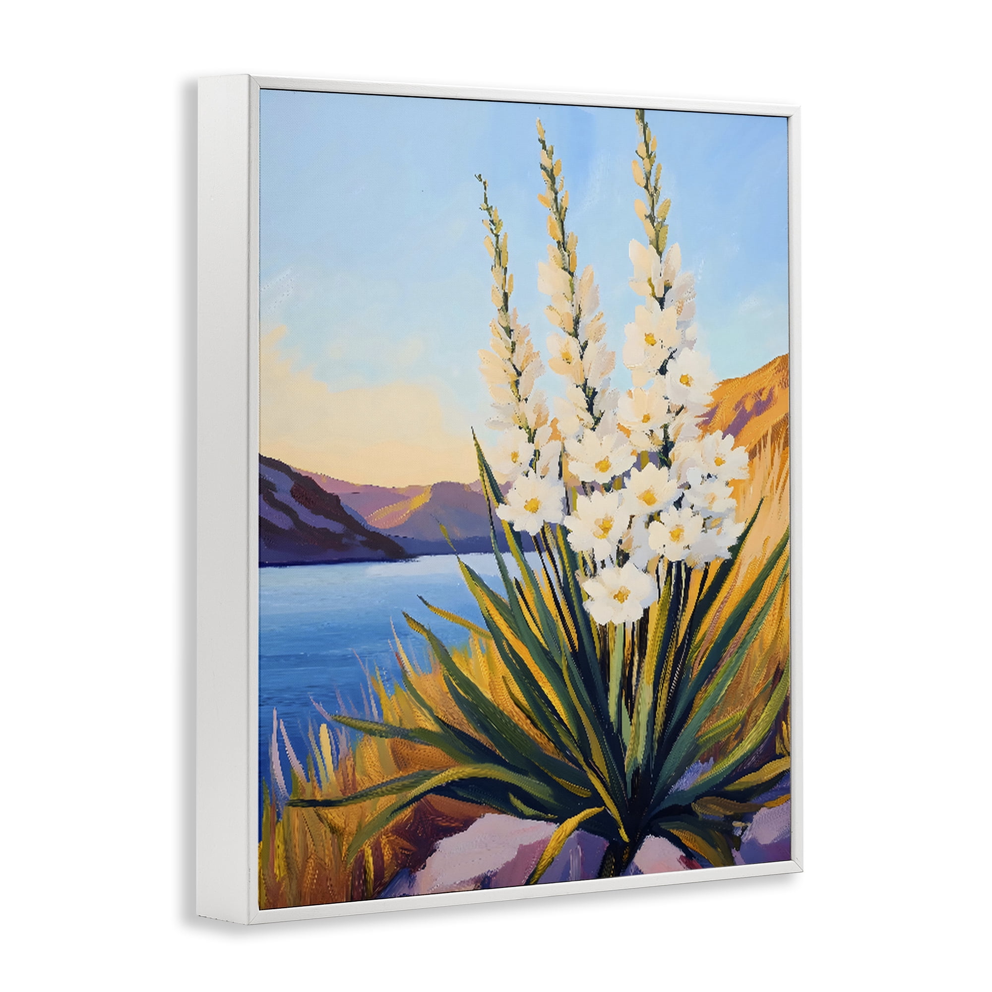 Stupell Industries Yucca in Bloom By The Lake White Framed Giclee Art, design by The Prints Vibe