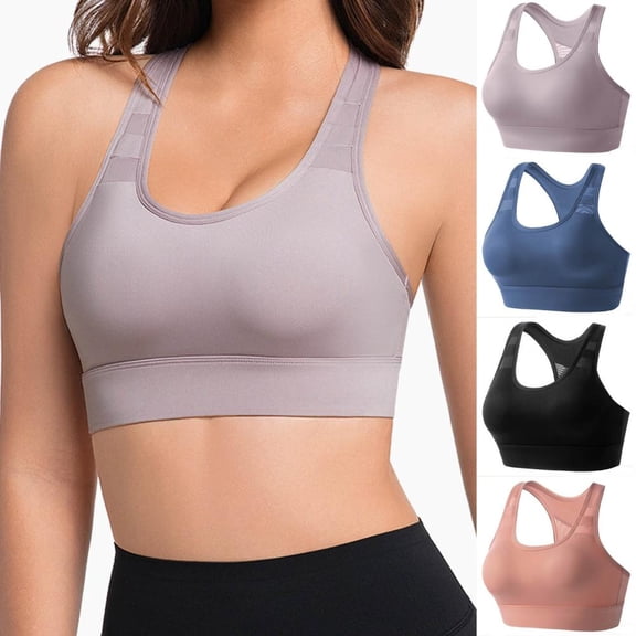 Bxsruta Women's Seamless Front Close Push Up Sports Bra, Wirefree Racerback for Running Yoga with Back Support