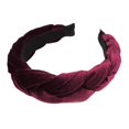 thumbnail image 1 of XASZHN Textured Braided Velvet Wide Headband for Women Solid Color Hair Accessory with Ribbon Detail Wine_001 One Size, 1 of 5