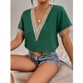thumbnail image 3 of Womens Short Sleeve Summer Tops Lace Trim V Neck Blouses Casual Shirts, 3 of 6