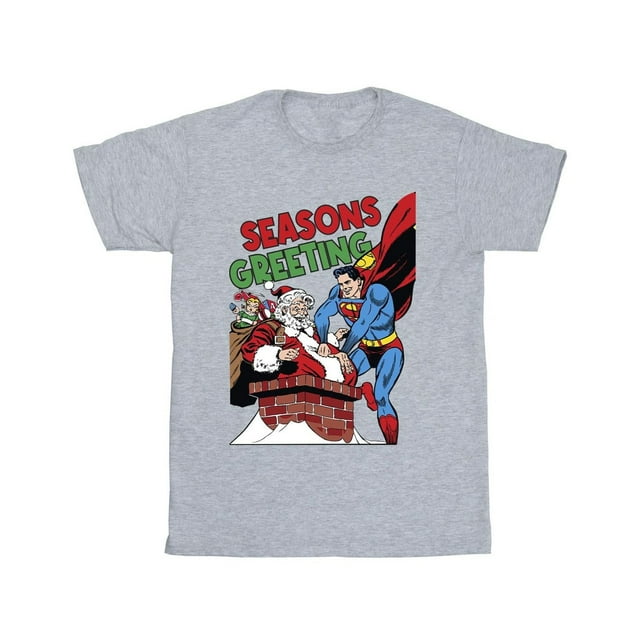 DC Comics T-Shirt de Bande Dessinée du Père Noël pour Hommes Superman