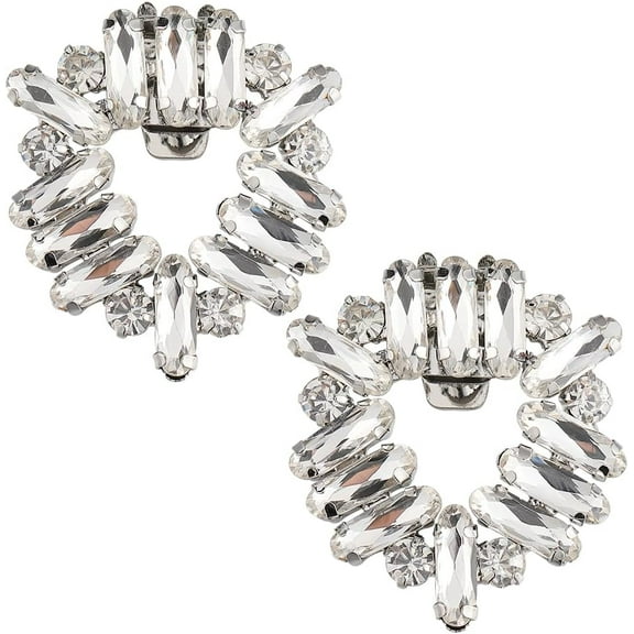 2Pcs Rhinestone Wedding Shoe Clips Detachable Shoe Buckle Clip Oval Elegant Crystal Shoe Decoration Shoes Jewelry Decoration for Flats Heels Hats Dresses Clutches Mixed Color
