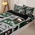 thumbnail image 3 of Manfei Rustic Mountain Wildlife Zipper Twin Comforter Sets with Fitted Sheet and 2 Pillowcases,Brown Check Pine Zipper Bedding Set,Black Reversible,4pcs, 3 of 8