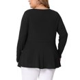 thumbnail image 3 of Agnes Orinda Women' s Plus Size Blouses Half Zip Up Long Sleeve Ruffle Shirts Solid Tops 2X Black, 3 of 6