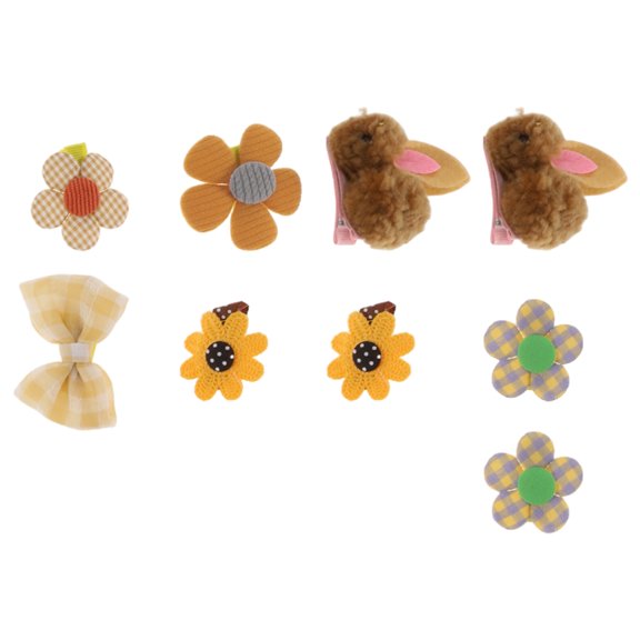 Unique Bargains 9 Pcs Fashion Cute Rabbit Hair Clips Hairdo Clips for Girls for Children Brown