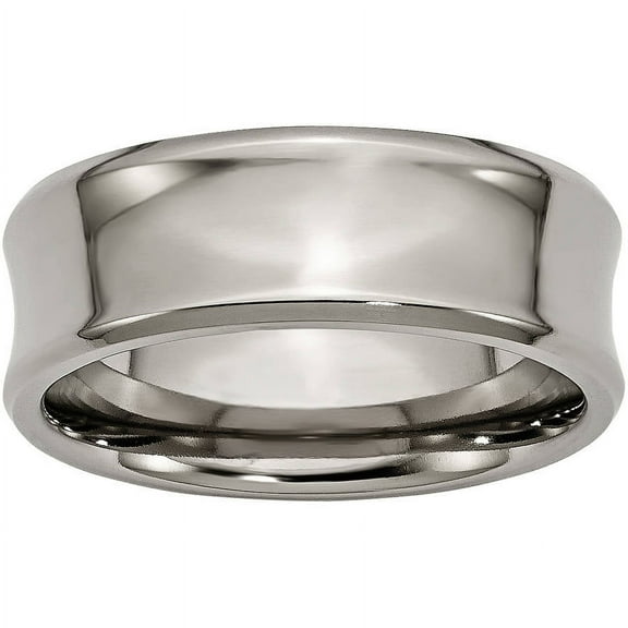 Titanium Concave 8mm Polished Beveled Edge Band