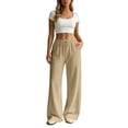 thumbnail image 5 of Nestiefly Baggy Sweatpants for Women Fleece Wide Leg Low Rise Drawstring Pants Elastic Waist Fall Winter Joggers Sweat Shirts Khaki XL, 5 of 10
