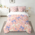 thumbnail image 2 of Homewish Girly Bow Bedding Comforter Set 7-Piece for Kids, Kawaii Bowtie Bowknot King Bedding Sets, Princess Ribbon Bed Sheets, Lightweight Room Decor, 2 of 8