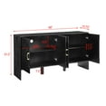 thumbnail image 3 of Noble House 60" Modern Sideboard Buffet Cabinet with Diamond Pattern, Adjustable Shelves, Storage Organizer, Walnut, 3 of 11