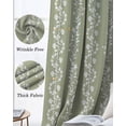 thumbnail image 6 of Sage Green Spring Leaves Blackout Curtains for Bedroom - 84 Inch Long Light Blocking 2 Panels Set, Pastoral Botanical Striped Flowers Thermal Living Room Drapes Grommet Window Curtains 52"x84", 6 of 8