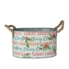 The Pioneer Woman Small Metal Merry Christmas Bucket with Rope Handles Christmas Decoration, 9.65" x 6.69" x 5.51"H