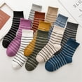 thumbnail image 6 of Pastel Colors White Stripe Retro Cut Stretchy Long Socks Mid Tube Socks Women Socks Cotton Socks Ankle Sock COFFEE, 6 of 8