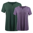 thumbnail image 3 of New summer arrivals Olyvenn 2 Pack Plus Size Tops for Women 2025 V Neck Short Sleeve Tunic Shirts Summer Blouse Shirts Loose Fit Soft Cozy Pullover Tshirts Purple XL, 3 of 3