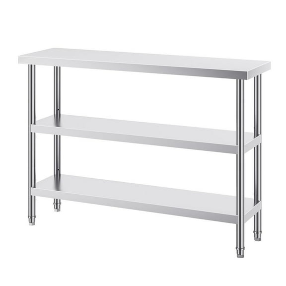 CAFORKP 14x48" Food Prep Worktable - Stainless Steel with 2 Adjustable Undershelves