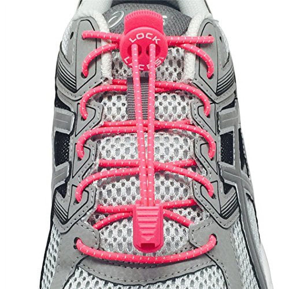 LOCK LACES (Elastic No Tie Shoe Laces) (Pack of 3) (Pink-Green-Orange) 