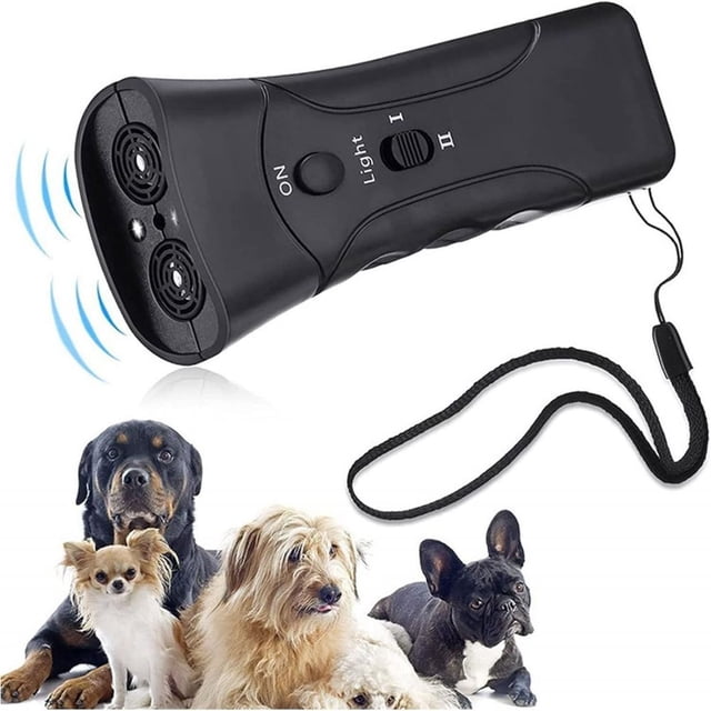 Linterna de doble cabezal, repelente ultrasónico portátil para perros, dispositivo de entrenamiento canino, detector de ladridos.