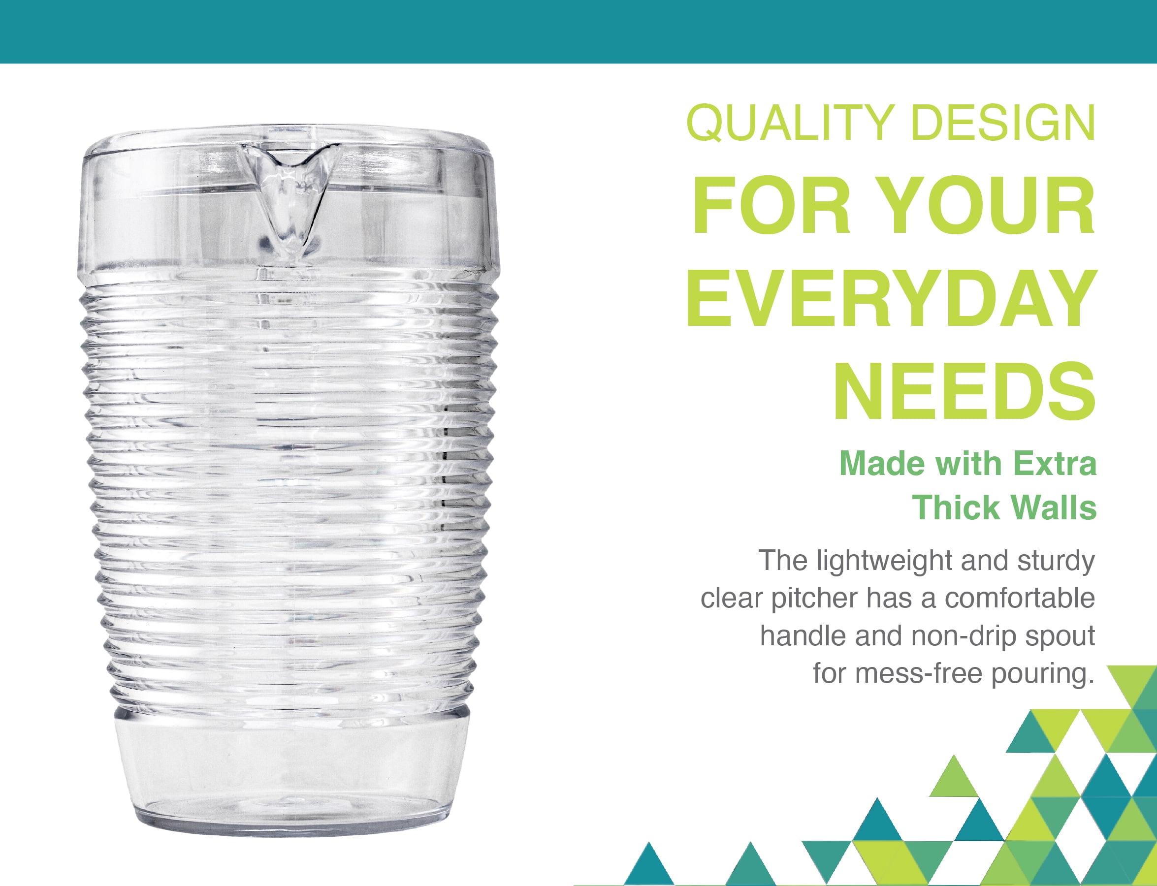 Arrow Home Products 82 oz Clear Plastic Pitcher with Lid, Durable BPA-Free Water Jug, Lightweight Refrigerator Beverage Dispenser for Juice, Iced Tea and Cold Drinks, Easy-Pour Handle