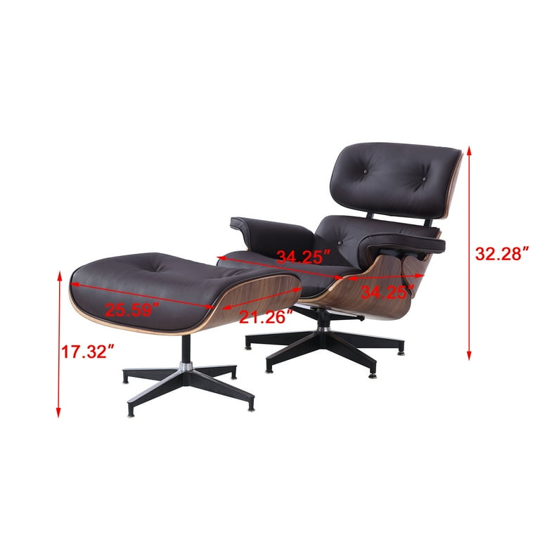 Eames Style Lounge Chair 100 Grain Italian Leather Ottoman