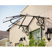 Palram - Canopia Lily Victorian Acrylic Door Awning, 6 W x 4 D x 2 H, Black