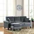 Madison Home Traditional Small Space Velvet Sectional Sofa with