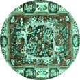 thumbnail image 1 of Ahgly Company Machine Washable Indoor Round Persian Turquoise Blue Traditional Area Rugs, 6' Round, 1 of 4