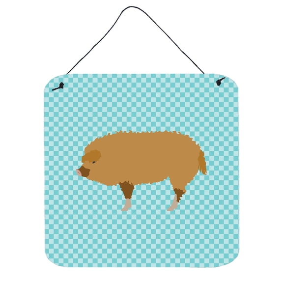 Carolines Treasures BB8108DS66 Hungarian Mangalica Pig Blue Check Wall or Door Hanging Prints, 6 x 6 in.