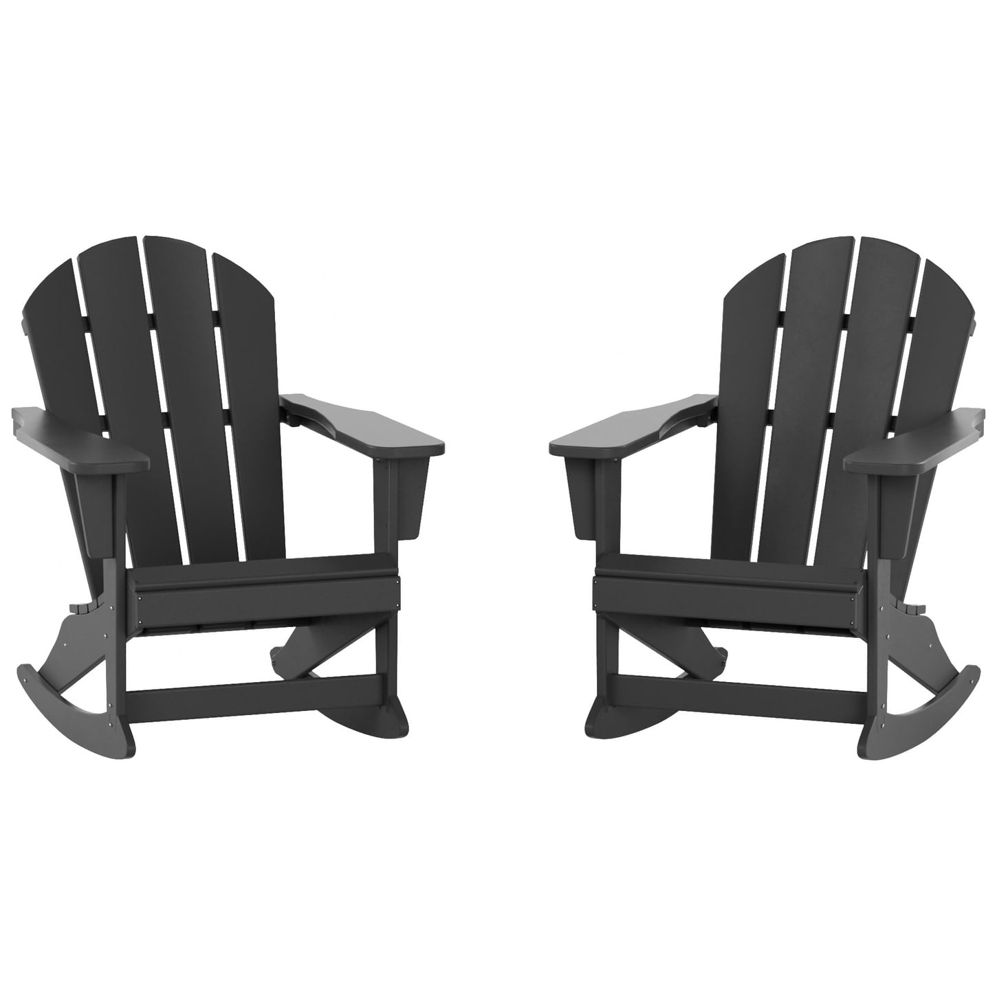 Polytrends  Laguna Hdpe All Weather Outdoor Patio Rocking Chair (Set of 2) Gray
