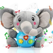 ANTIC DUCK Baby Plush Elephant Music Toys Stuffed Animal Light & Musical Toys for Infant Newborn Babies Toddlers Gifts Blue