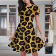 thumbnail image 2 of Yellow Gold Leopard Print Fabric Women's Classic Swing Skater Dress Casual Work Party Cocktail Dresses, 2 of 6