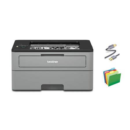 Brother HL-L23 Series Compact Monochrome Laser Printer, Print Copy Scan, 26 ppm, Wireless, Mobile Printing, Duplex Printing, Auto 2-Sided Printing, 250-sheet, With MTC Printer Cable and File Folders