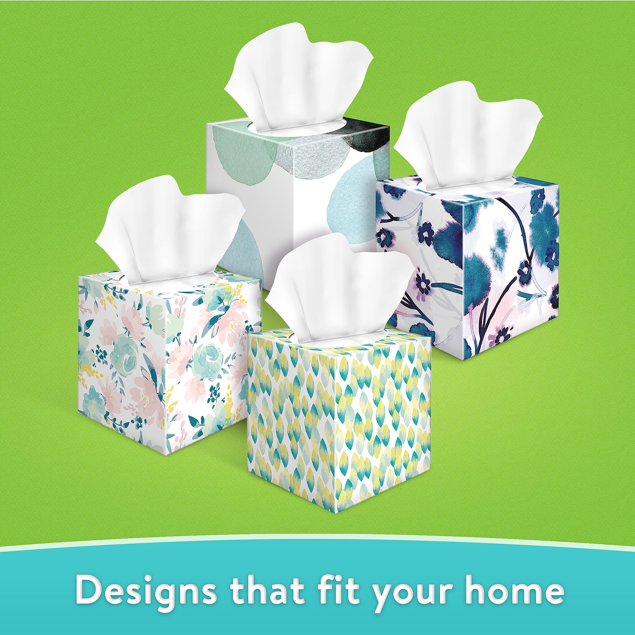 Great Value Soothing Lotion 3-Ply Aloe & Vitamin E Cube Box Facial Tissues, 2 Pack (150 Tissues)