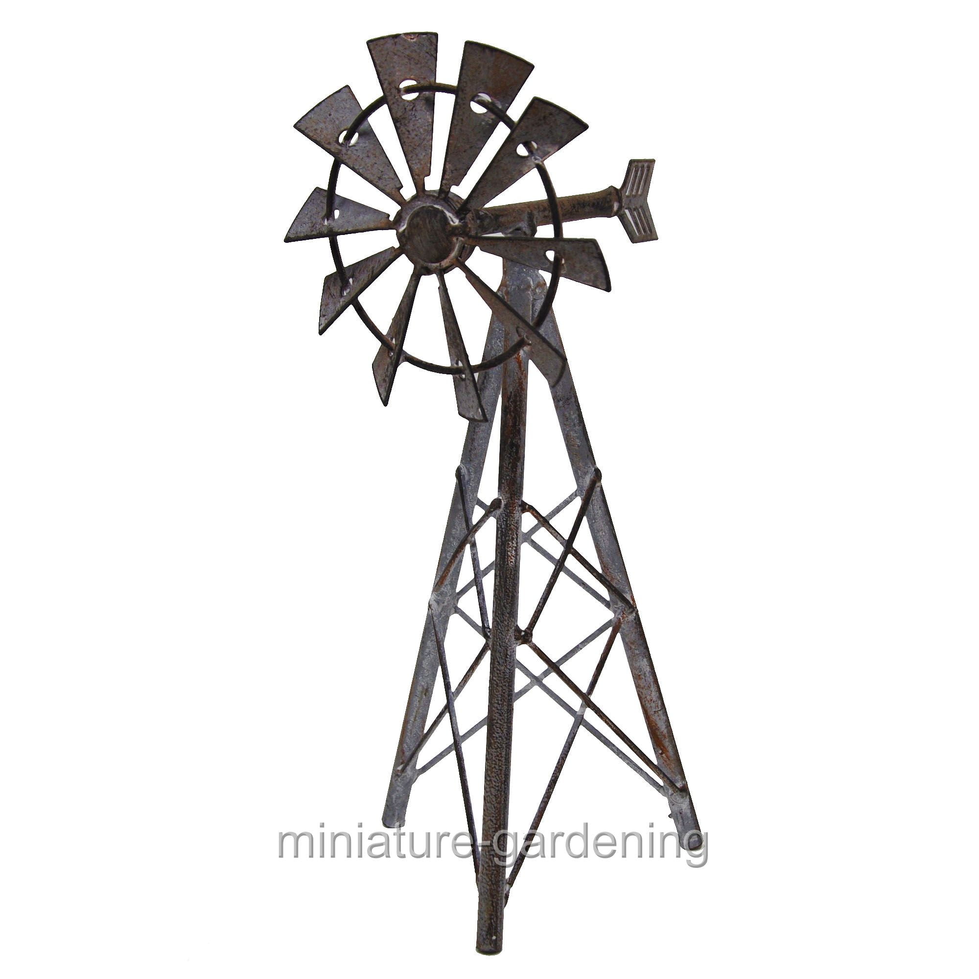 Miniature Galvanized Windmill for Miniature Garden, Fairy Garden