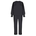 thumbnail image 5 of BiZtdJrK Two Piece Sets for Women Oversized Casual Outfits Crewneck Drop Shoulder Long Sleeve Tops and Trousers Pants Tracksuits Black XXL, 5 of 9