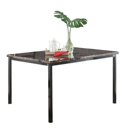 48 In Dining Table Maxen Kitchen Dinette Dining Table, Black Metal Frame & Faux Marble Top, 48