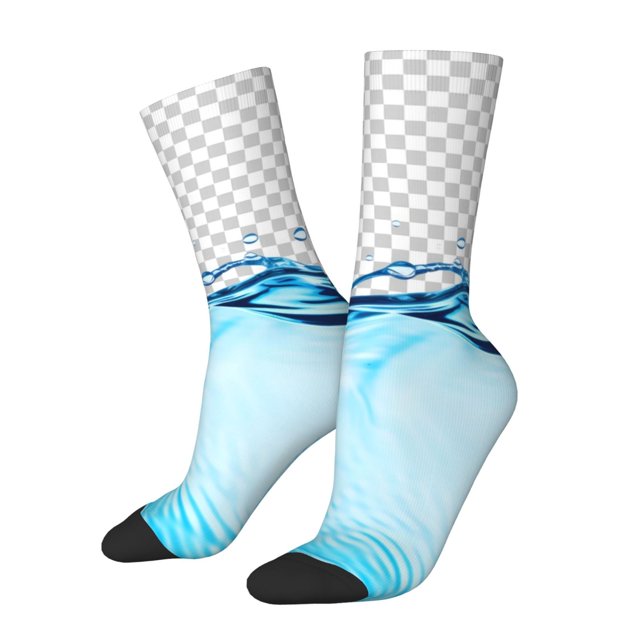 Fotbe Crystal Clear Water Splash Calcetas Largas con Estampado para Hombre y Mujer – Calcetas de Compresión Transpirables y Elásticas, Viajar y Uso Diario Talla 5-11
