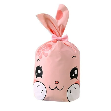 50PCS Home Decoration Bunny Ear Storage Pocket Snack Decoration Rabbit Cookie Bags Easter Candy Bags Biscuit Package Easter Rabbit H