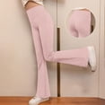 thumbnail image 2 of LIJCC Teen Girls High Waisted Yoga Flared Pants Thin Sports Tights Workout Leggings Kids Solid Color Bell-Bottom Trousers(Pink,14-16 Years), 2 of 9