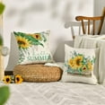 thumbnail image 3 of Watercolor Sunflower Throw Pillow Cover, 16 x 16 Inch Eucalyptus Leaves Summer Holiday Party Cushion Case for Sofa Couch Set of 4, 3 of 6