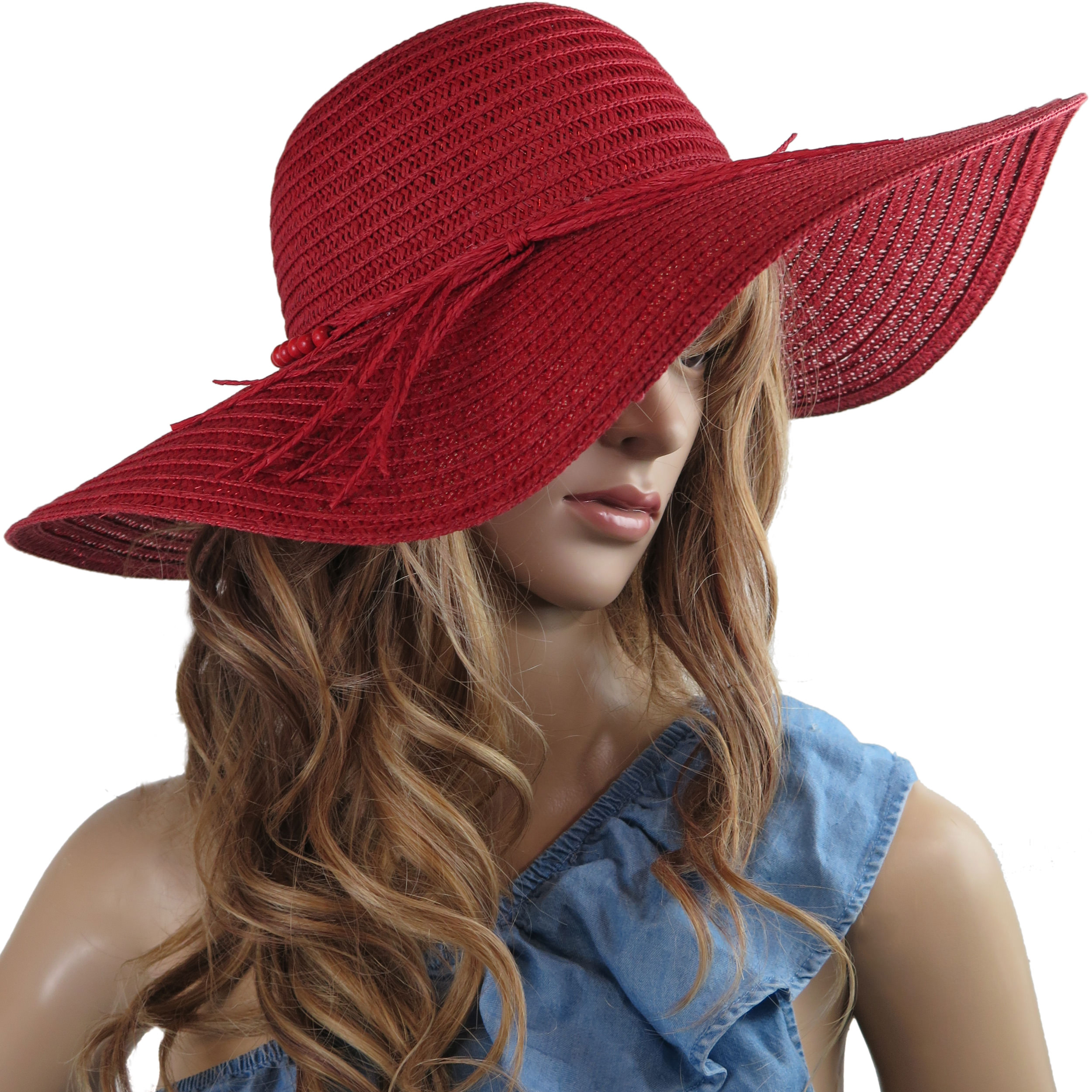 red floppy beach hat