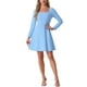 thumbnail image 1 of INSPIRE CHIC Vestido Elegante de Manga Larga con Cuello Redondo y Cuentas para Mujeres, Cintura Alta, Ideal para Trabajar, Talla XS, Azul Cielo, 1 of 6