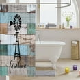 thumbnail image 3 of Windmill Shower Curtain 72" W X 78" L, Rustic Farmhouse Waterproof Shower Curtains Cabin Room Decor, Vintage Teal Wooden Plank Bath Curtain Farm Country Barn Door Bathtub Shower Curtains, 3 of 4