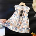 thumbnail image 2 of YDFCWXW Toddler Baby Girl Clothes Summer Dresses Floral Sleeveless Playwear Sundress Outfits Toddler Girls (Beige, 12-18 Months), 2 of 6