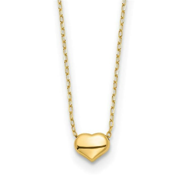 Quality Gold 16.5 SF2870- 14K Jaune Or Poli Coeur 16.5 in. Collier