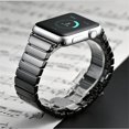 thumbnail image 4 of Ceramic Strap for Apple Watch Band 45mm 41mm 44mm 40mm 42mm 38mm Accessories Stainless Steel Wristbands Bracelet iWatch Series 6 5 4 3 SE 7 Wrist Band - White ceramic, 4 of 9